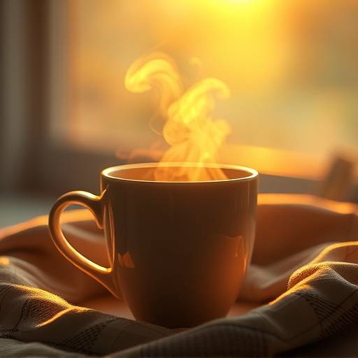 Taza de café humeante